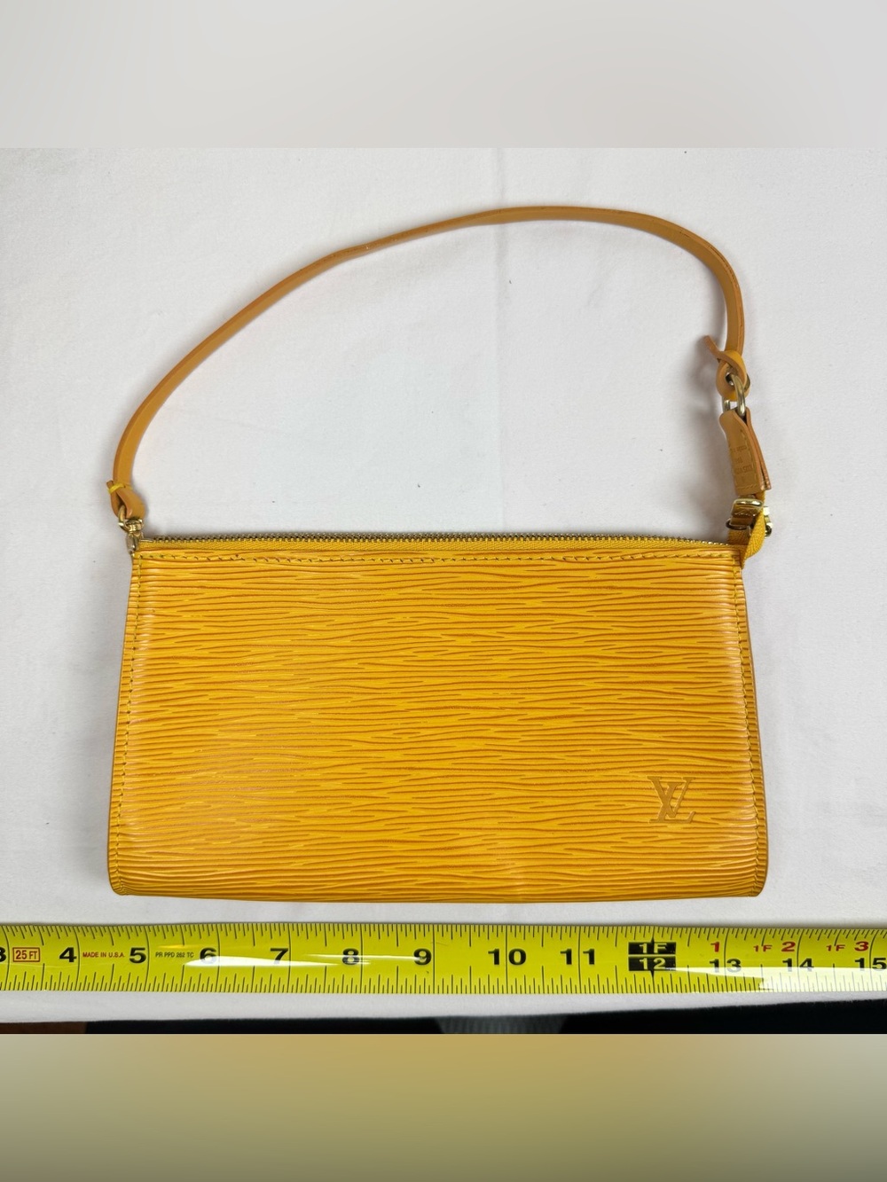 Auth Louis Vuitton Pochette Accessoires Yellow Tassil/Purple Alcantara
